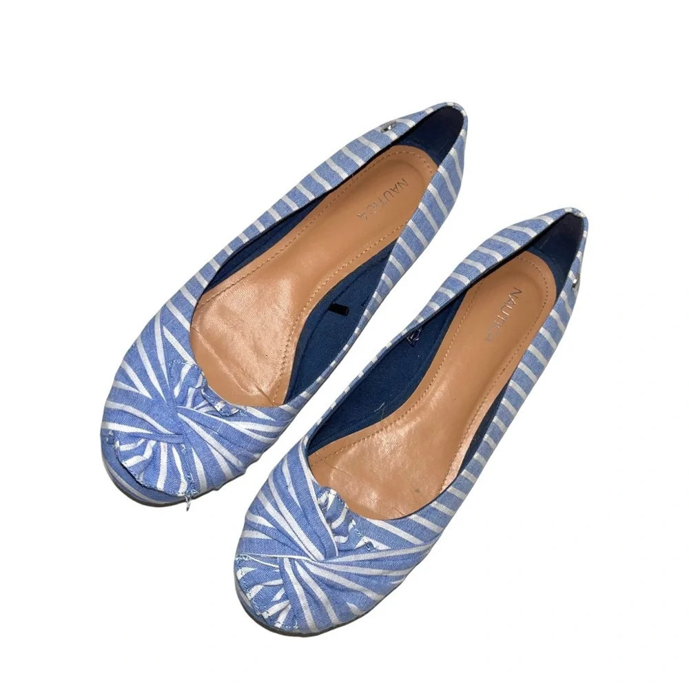 Nautica Bayard Blue & White Striped Knotted Slip-on Flats 10 Women’s